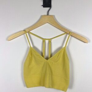 Anthropologie Jenny T-Back Bralette Bra Yellow Seamless XXS/XS‎ Cropped Tank Top